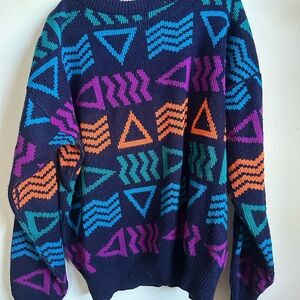 Vintage 80’s Multicolor Geometric Pattern Sweater